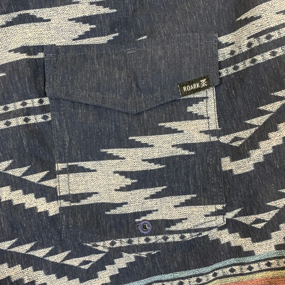 Roark The Chiller Boardshorts‎ Mens 30 Blue Tribal Geometric 17 Outseam Hemp NWT
